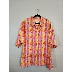 Bobbie Brooks Womens Multicolor Floral Short Sleeve Button Down Shirt Sz 26W/28W